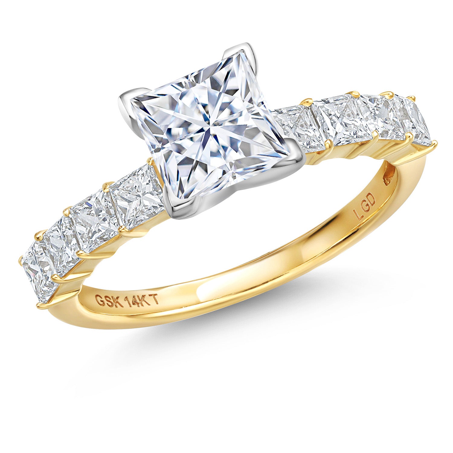 White Moissanite - April_6_Ring in 14K Two Tone Gold