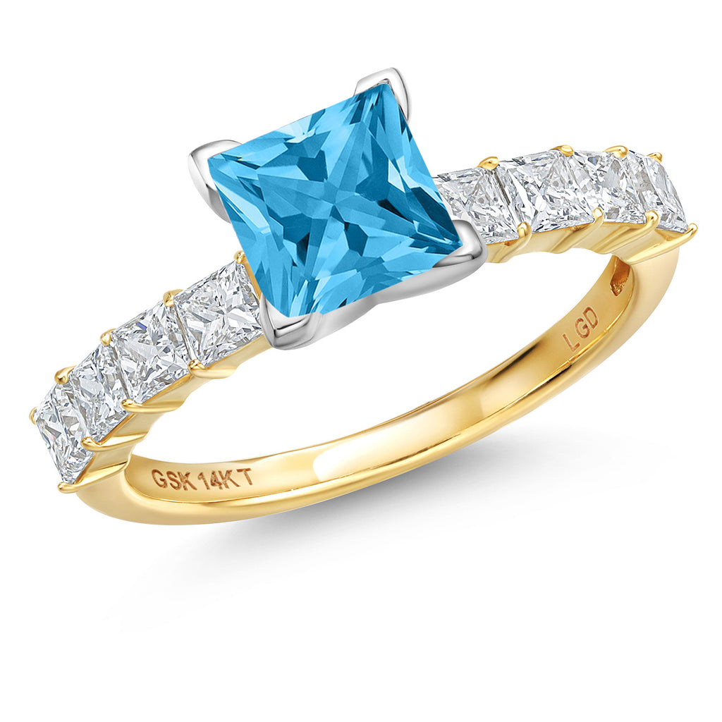 Swiss Blue Topaz - November_5_Ring in 14K Two Tone Gold