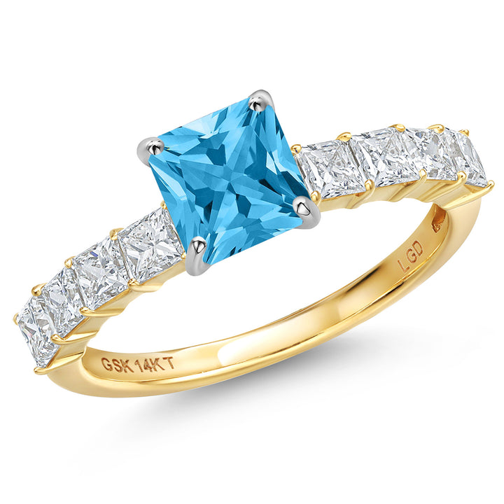 Swiss Blue Topaz - November_7_Ring in 14K Two Tone Gold