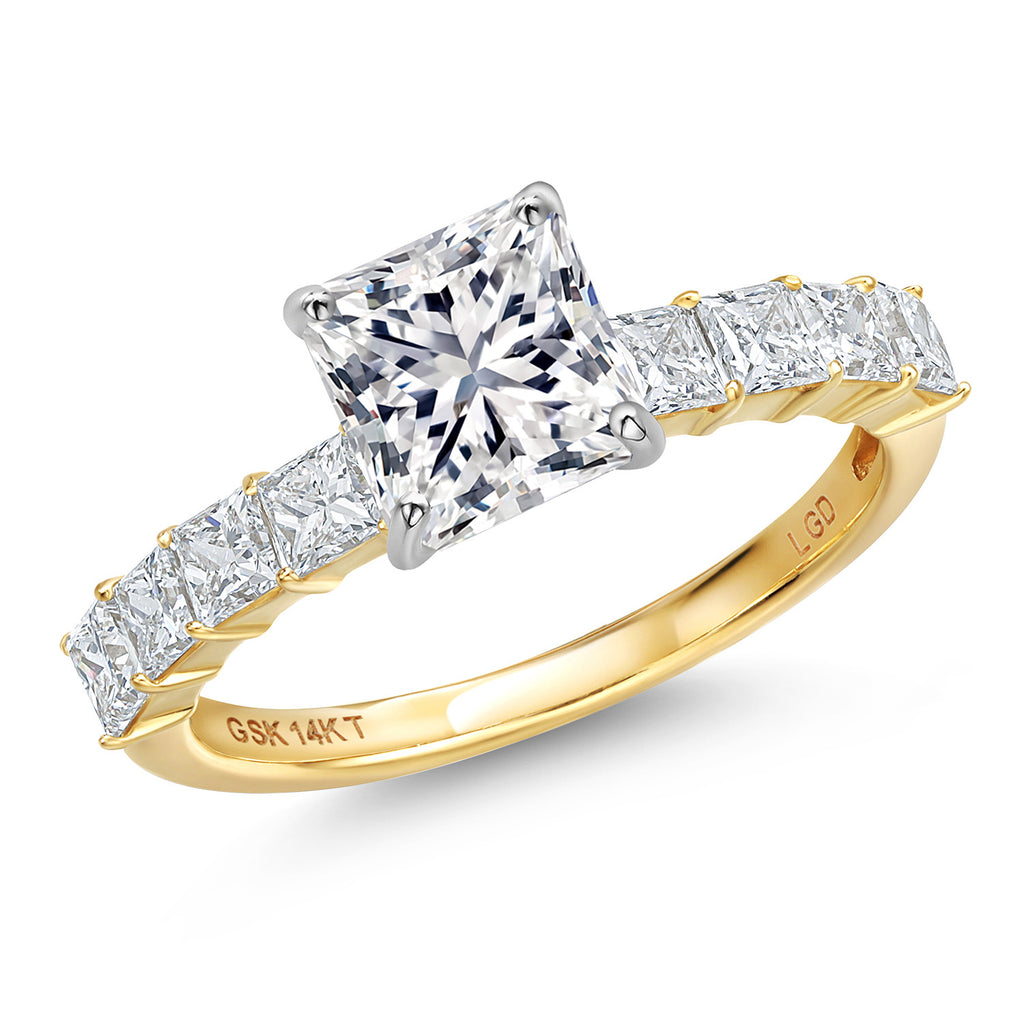 Princess Cut_Center 2ct_8_Ring in 14K Two Tone Gold
