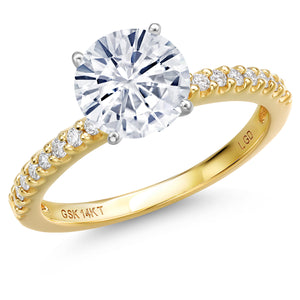 White Moissanite - April_7_Ring in 14K Two Tone Gold
