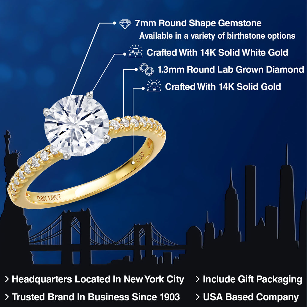 White Moissanite - April_7_Ring in 14K Two Tone Gold