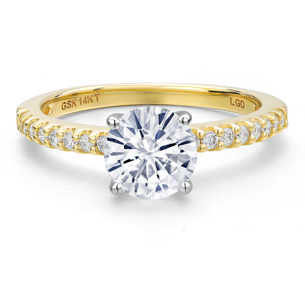 White Moissanite - April_7_Ring in 14K Two Tone Gold