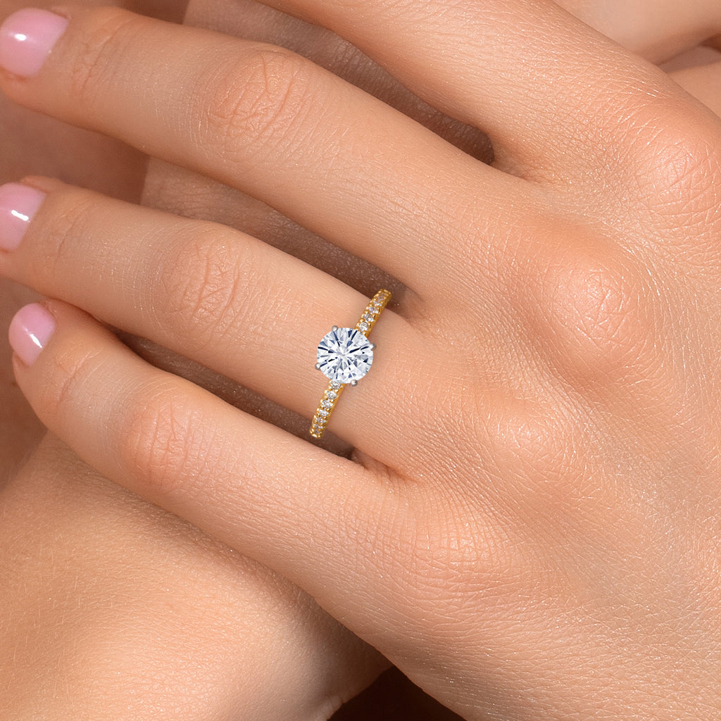 White Moissanite - April_7_Ring in 14K Two Tone Gold