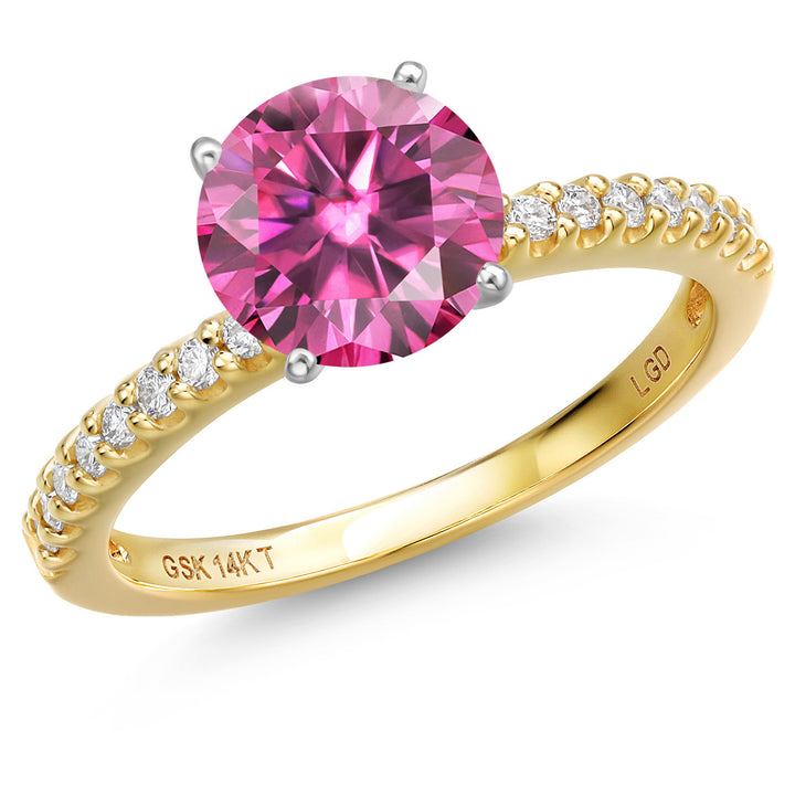 Pink Moissanite - April_5_Ring in 14K Two Tone Gold