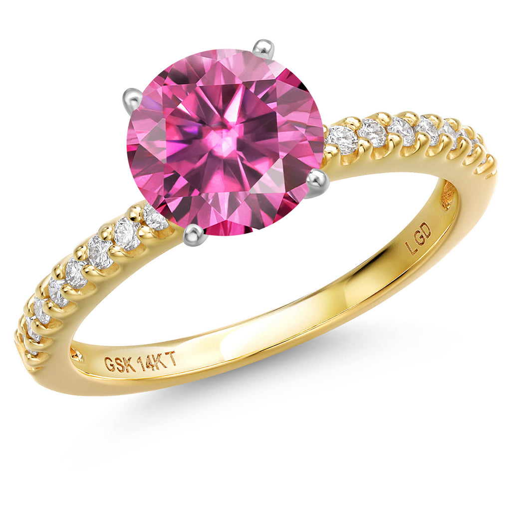 Pink Moissanite - April_8_Ring in 14K Two Tone Gold