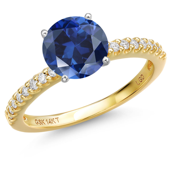 Blue Created Sapphire - September_5_Ring in 14K Two Tone Gold