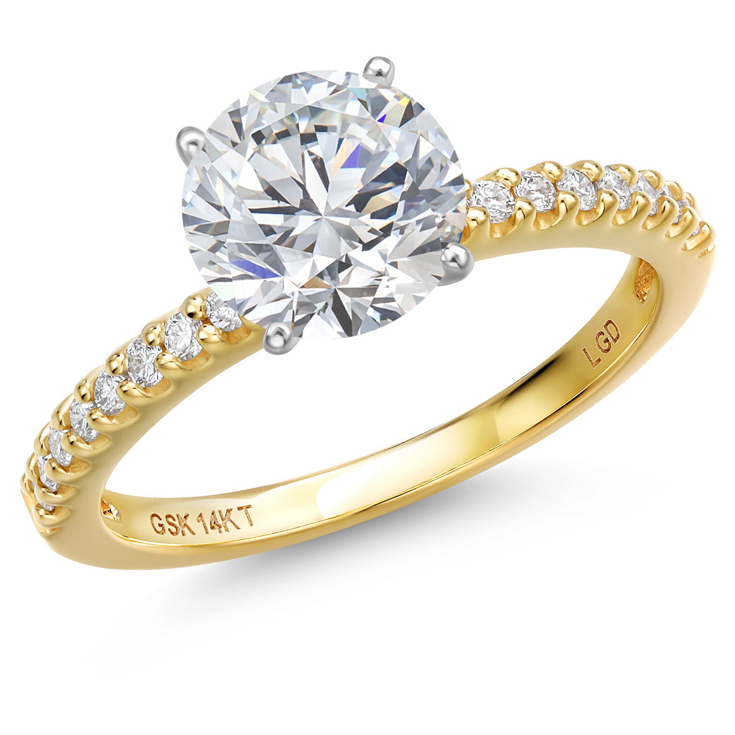 1.70 Cttw IGI Certified Lab Grown Diamond Two Tone 14K Yellow and White Gold Engagement Ring for Women | 1.50 Ct Round Center | F-G Color | VS1 Clarity | Available in Size 5, 6, 7, 8, 9