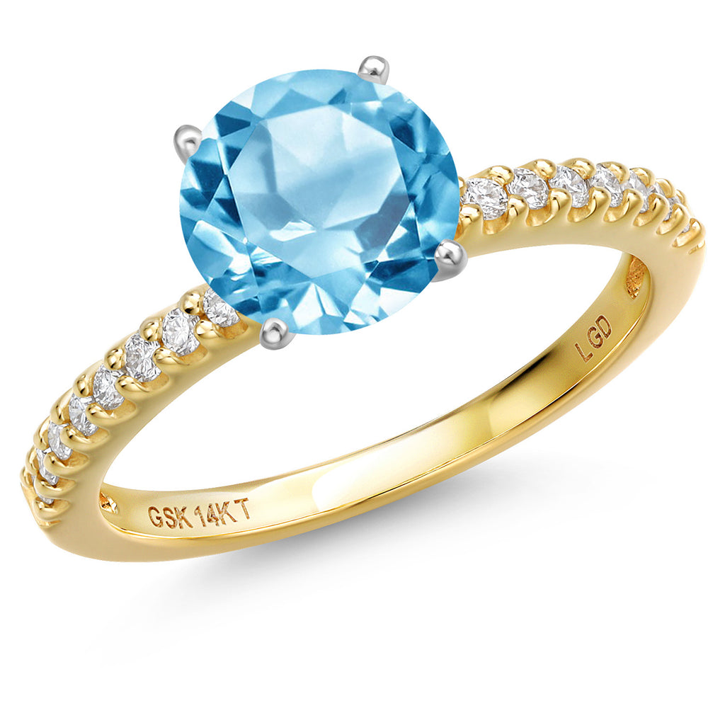 Swiss Blue Topaz - November_6_Ring in 14K Two Tone Gold