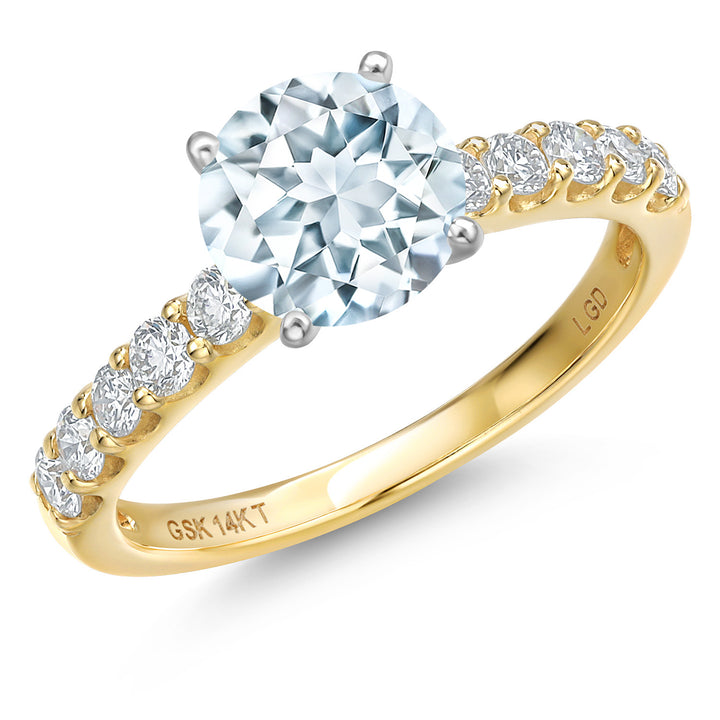 Aquamarine - March_5_Ring in 14K Two Tone Gold
