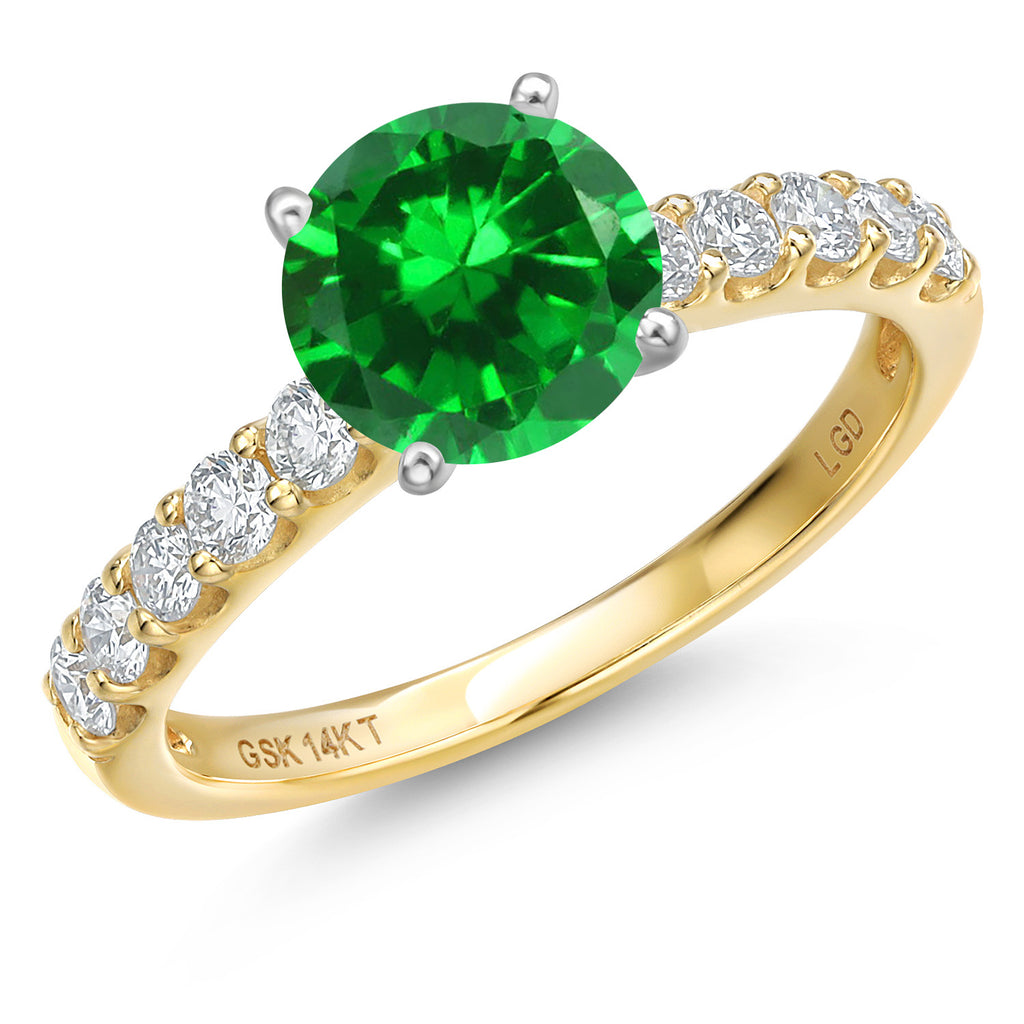 Created Emerald - May_8_Ring in 14K Two Tone Gold