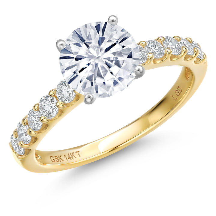 White Moissanite - April_5_Ring in 14K Two Tone Gold