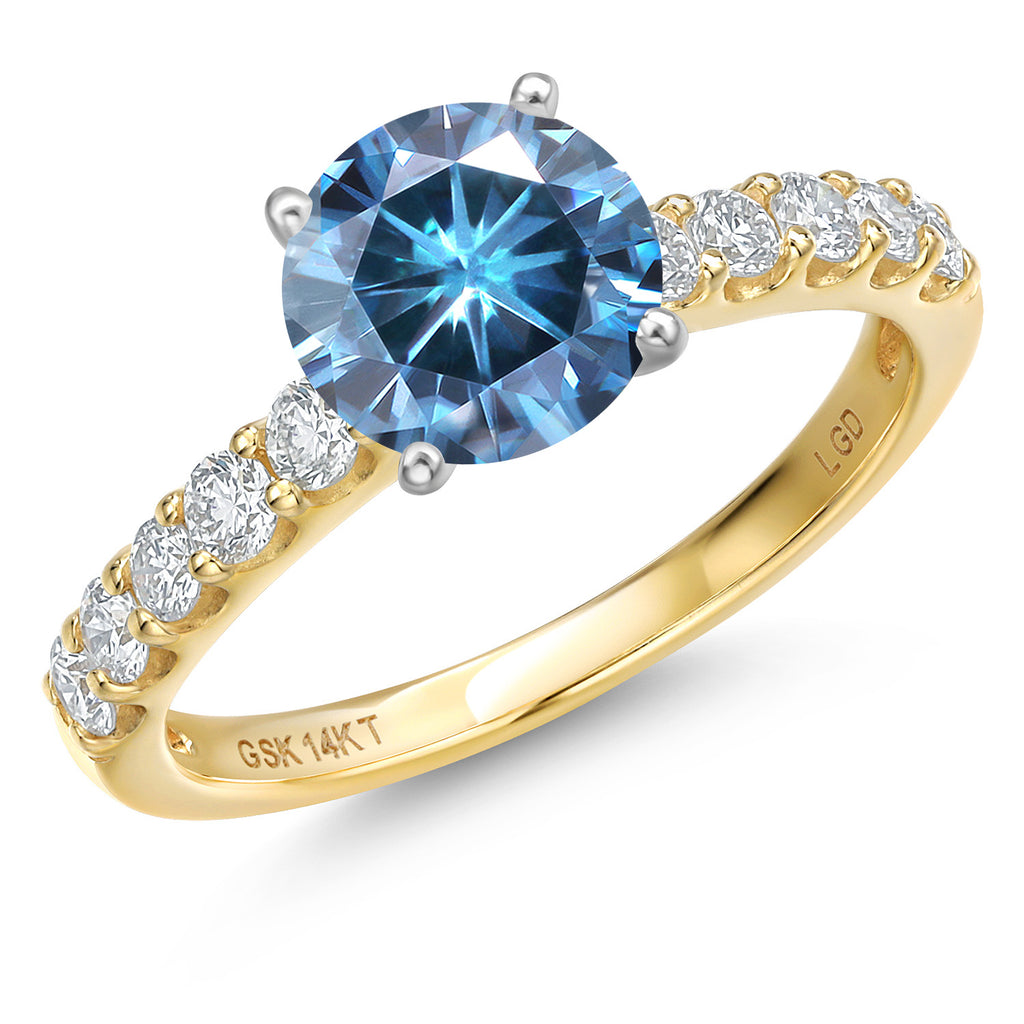 Persian Blue Moissanite - April_7_Ring in 14K Two Tone Gold