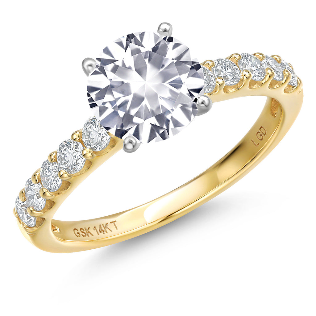 White Created Sapphire - September_8_Ring in 14K Two Tone Gold