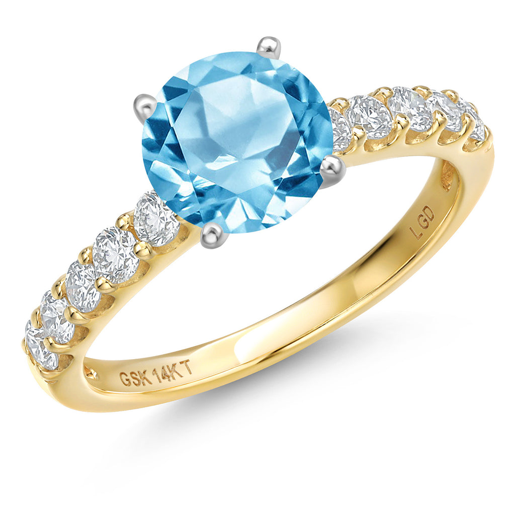 Swiss Blue Topaz - November_7_Ring in 14K Two Tone Gold