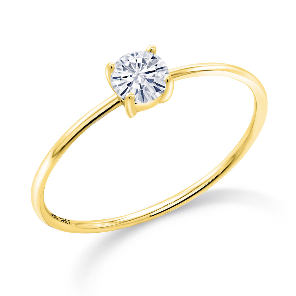 White Moissanite - April_5_Ring in 10K Yellow Gold