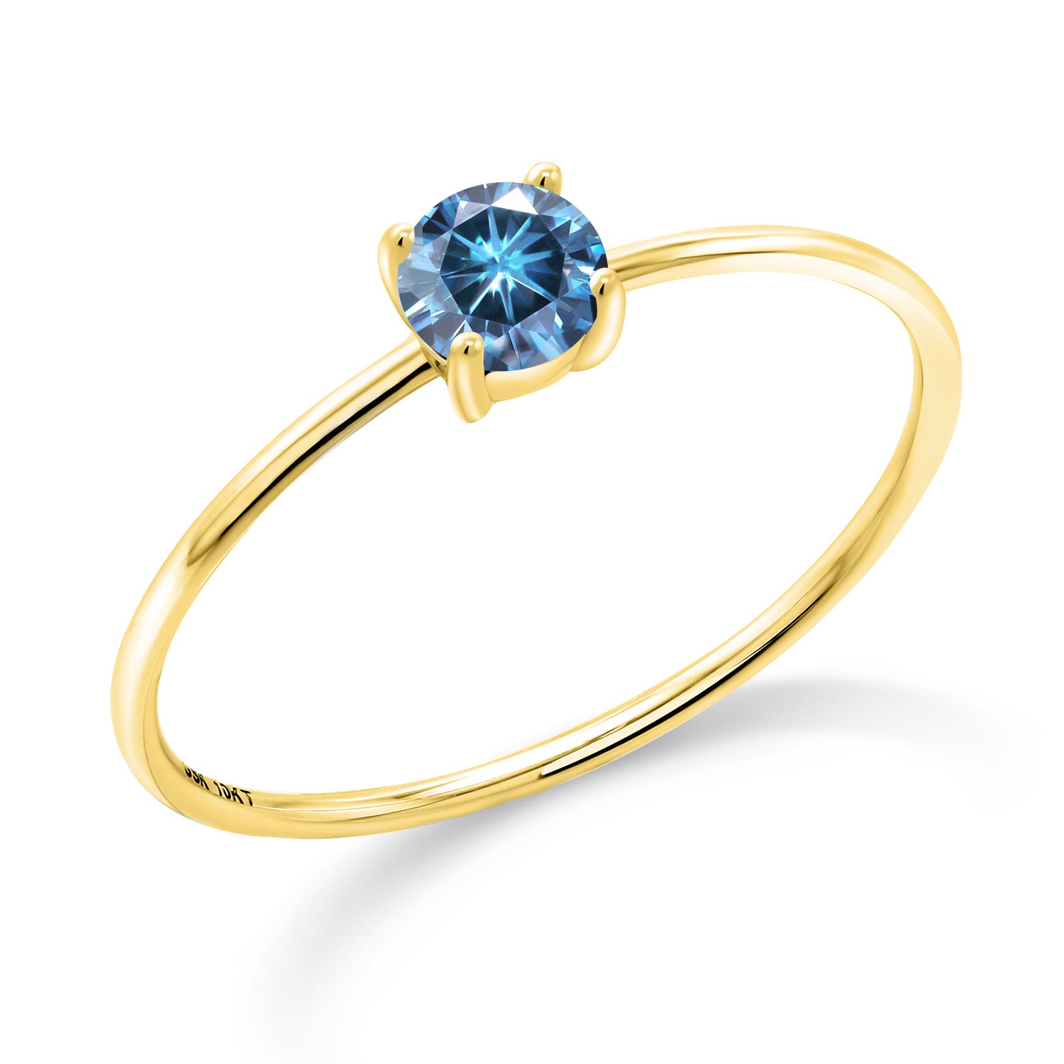 Persian Blue Moissanite - April_6_Ring in 10K Yellow Gold
