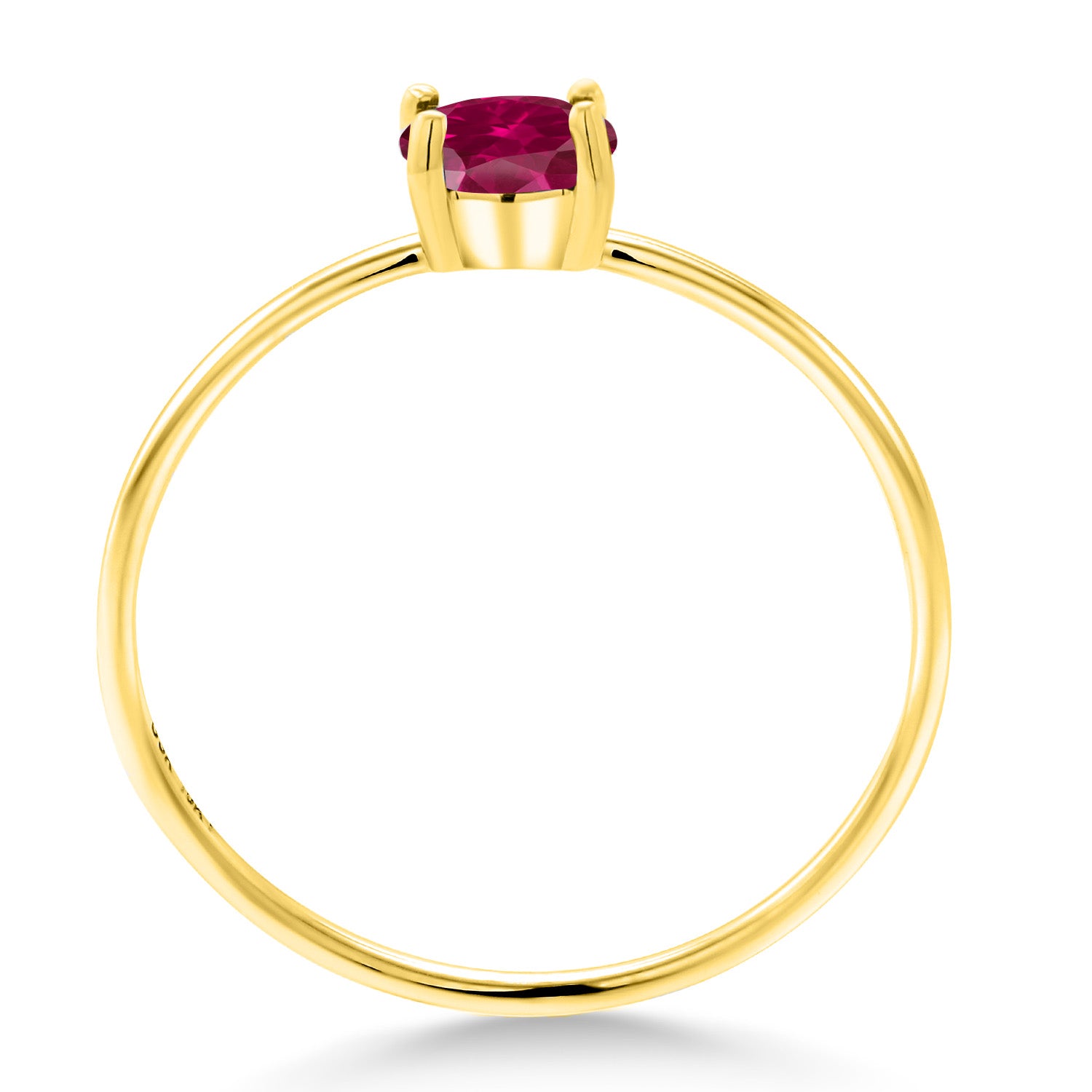 10K Yellow Gold Red Created Ruby Engagement Ring For Women | 0.25 Cttw | Round 4MM | Gemstone July Birthstone | Available in Size 5,6,7,8,9