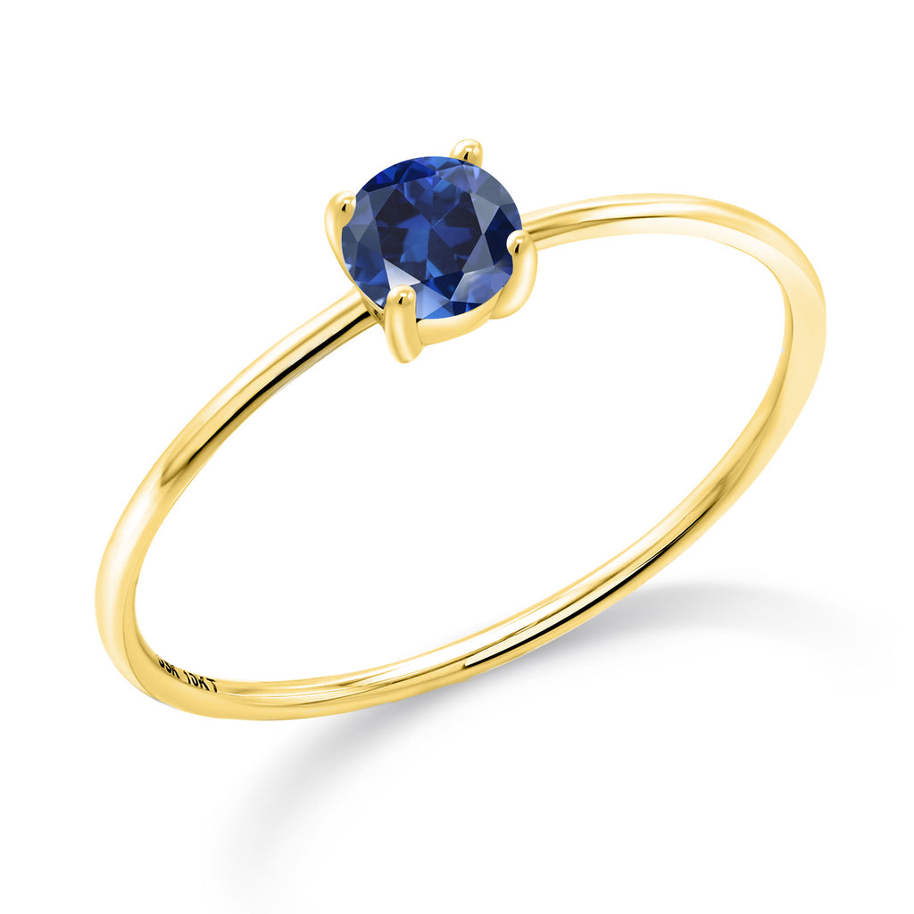 Blue Created Sapphire - September_8_Ring in 10K Yellow Gold