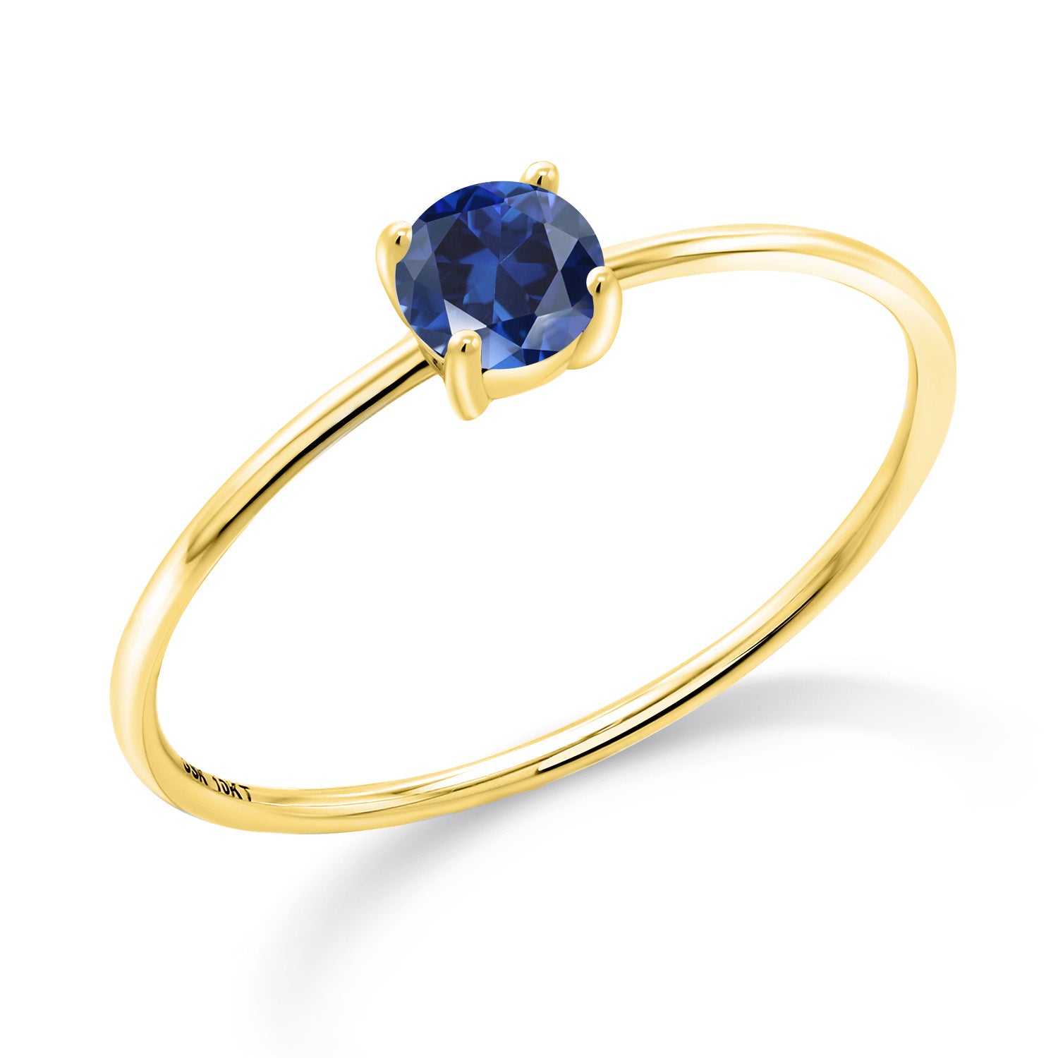 Blue Created Sapphire - September_9_Ring in 10K Yellow Gold