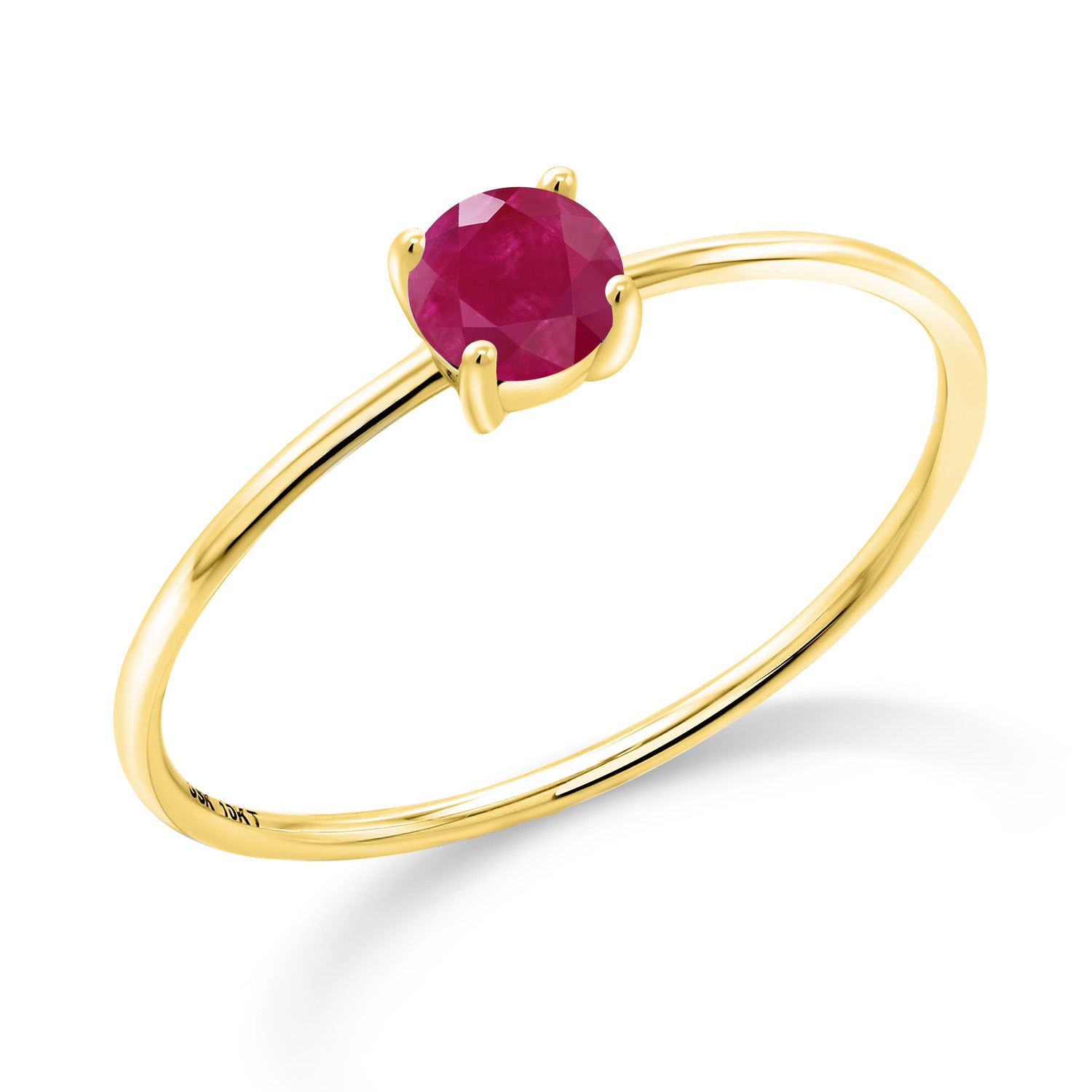 10K Yellow Gold Red Ruby Engagement Ring For Women | 0.35 Cttw | Round 4MM | Gemstone July Birthstone | Available in Size 5,6,7,8,9