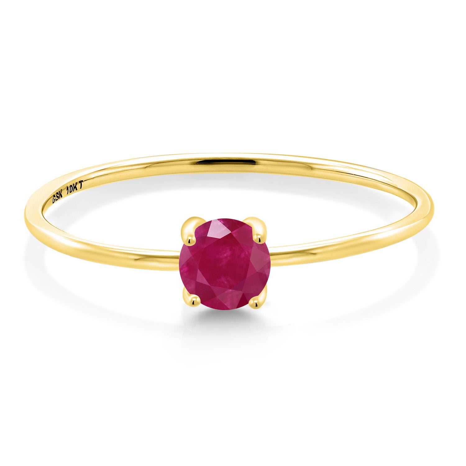 10K Yellow Gold Red Ruby Engagement Ring For Women | 0.35 Cttw | Round 4MM | Gemstone July Birthstone | Available in Size 5,6,7,8,9