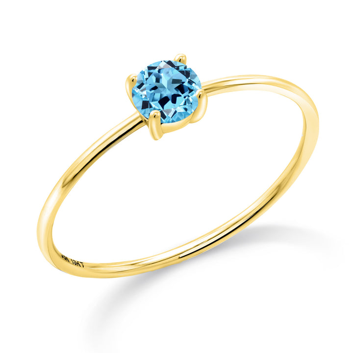 Swiss Blue Topaz - November_5_Ring in 10K Yellow Gold