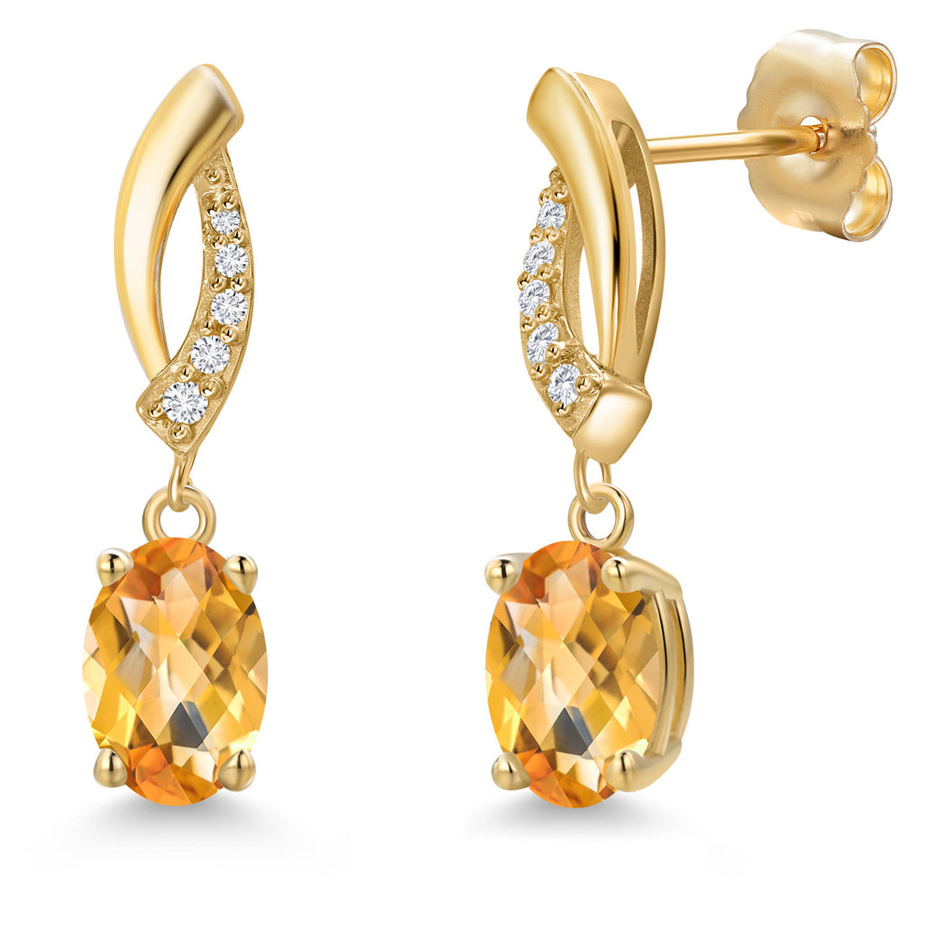 Citrine-Checkerboard - November_Earrings in 14K Yellow Gold