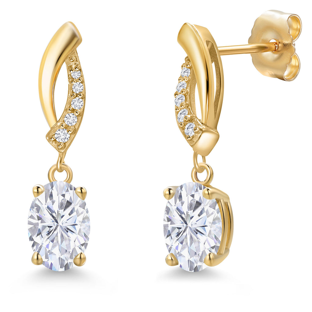White Moissanite - April_Earrings in 14K Yellow Gold