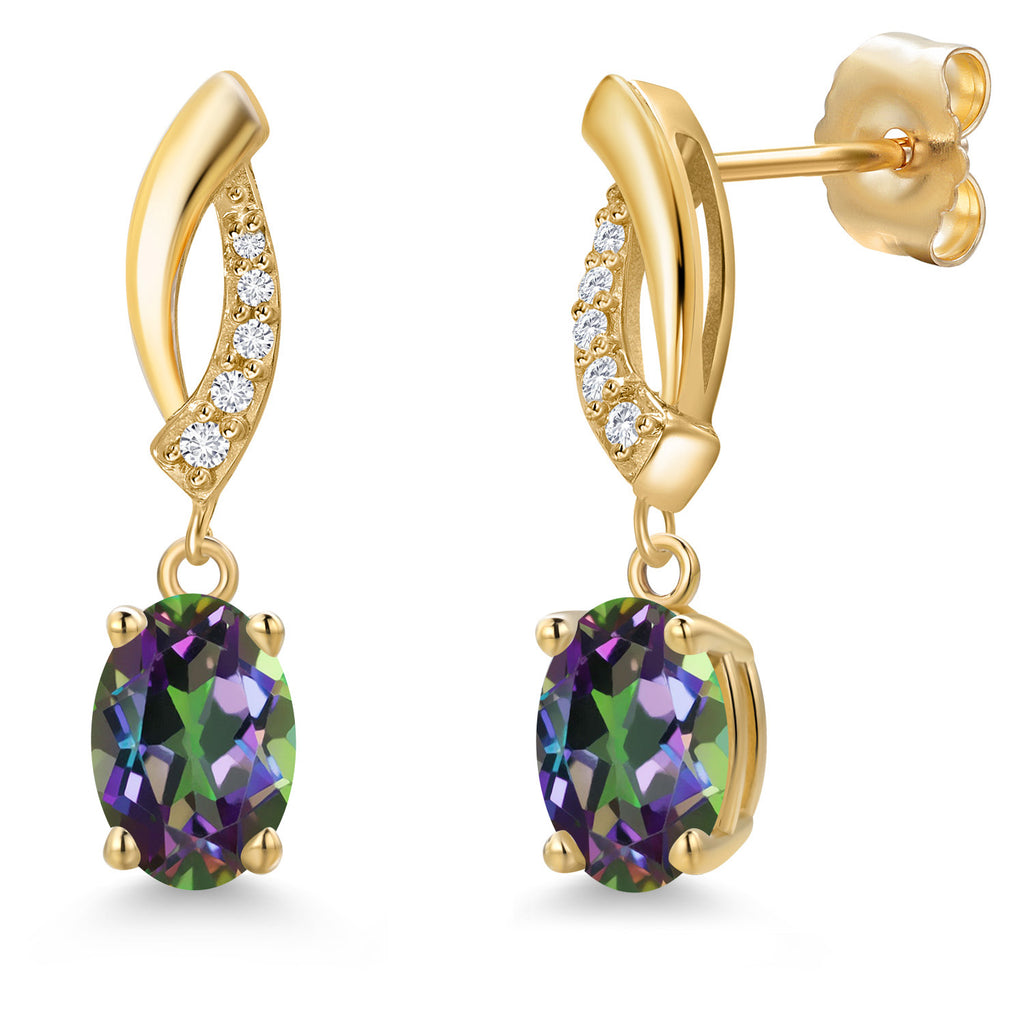 Green Mystic Topaz_Earrings in 14K Yellow Gold