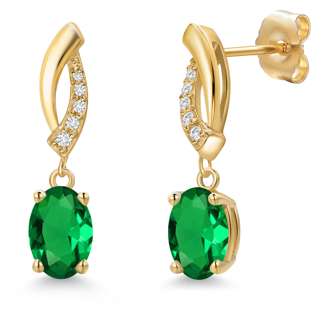 Nano Emerald - May_Earrings in 14K Yellow Gold