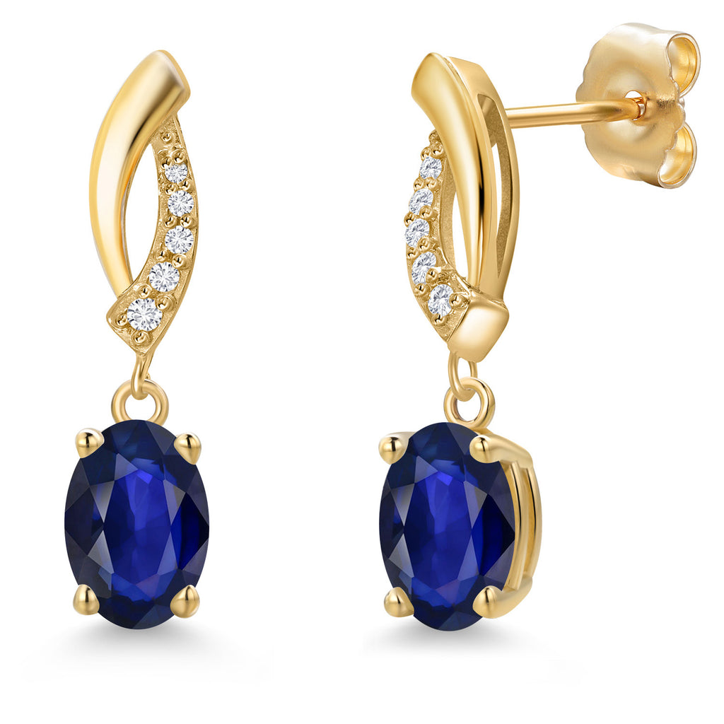 Blue Sapphire - September_Earrings in 14K Yellow Gold