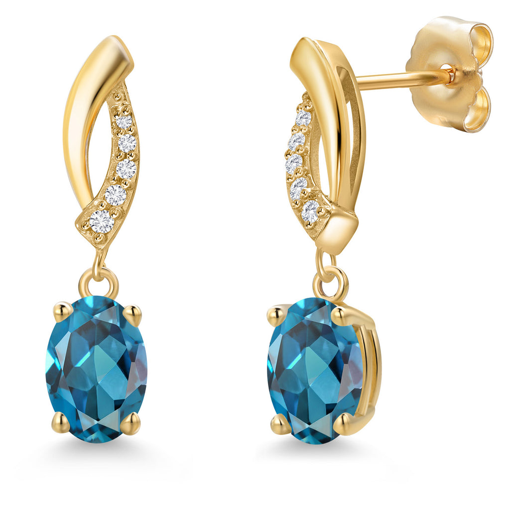 London Blue Topaz - November_Earrings in 14K Yellow Gold