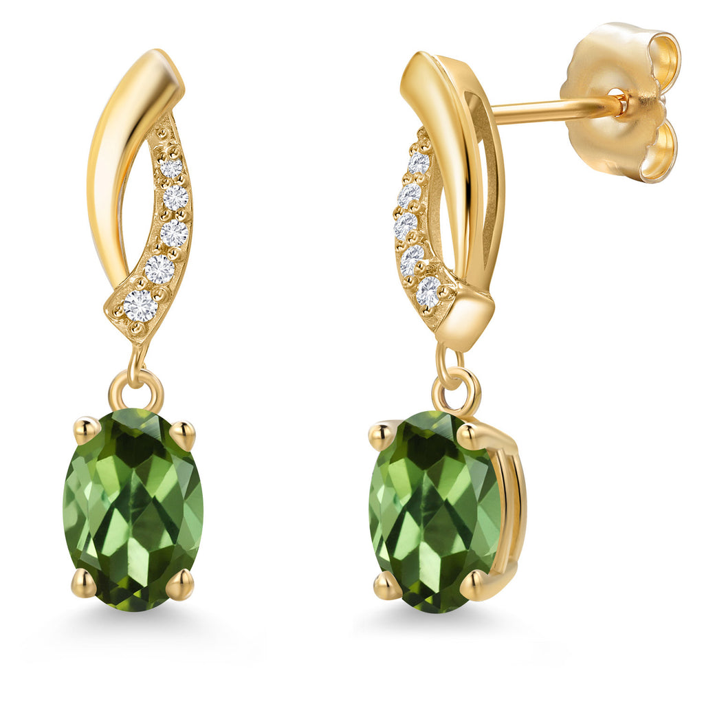 Green Tourmaline - October_Earrings in 14K Yellow Gold