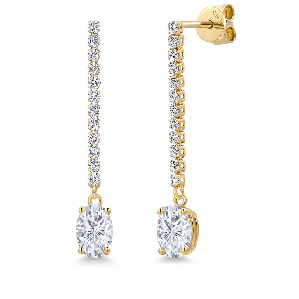 White Moissanite - April_Earrings in 14K Yellow Gold