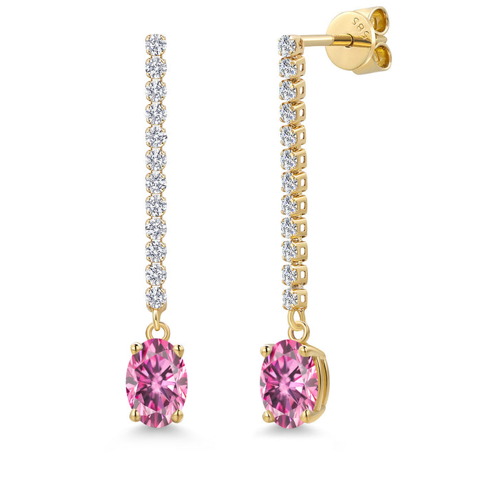 Pink Moissanite - April_Earrings in 14K Yellow Gold