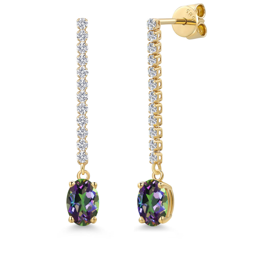 Green Mystic Topaz_Earrings in 14K Yellow Gold