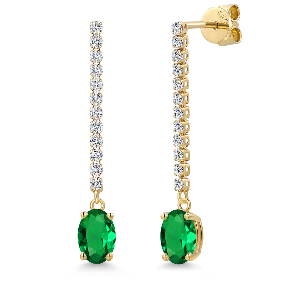 Nano Emerald - May_Earrings in 14K Yellow Gold