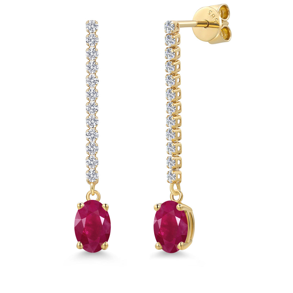 Ruby - July_Earrings in 14K Yellow Gold
