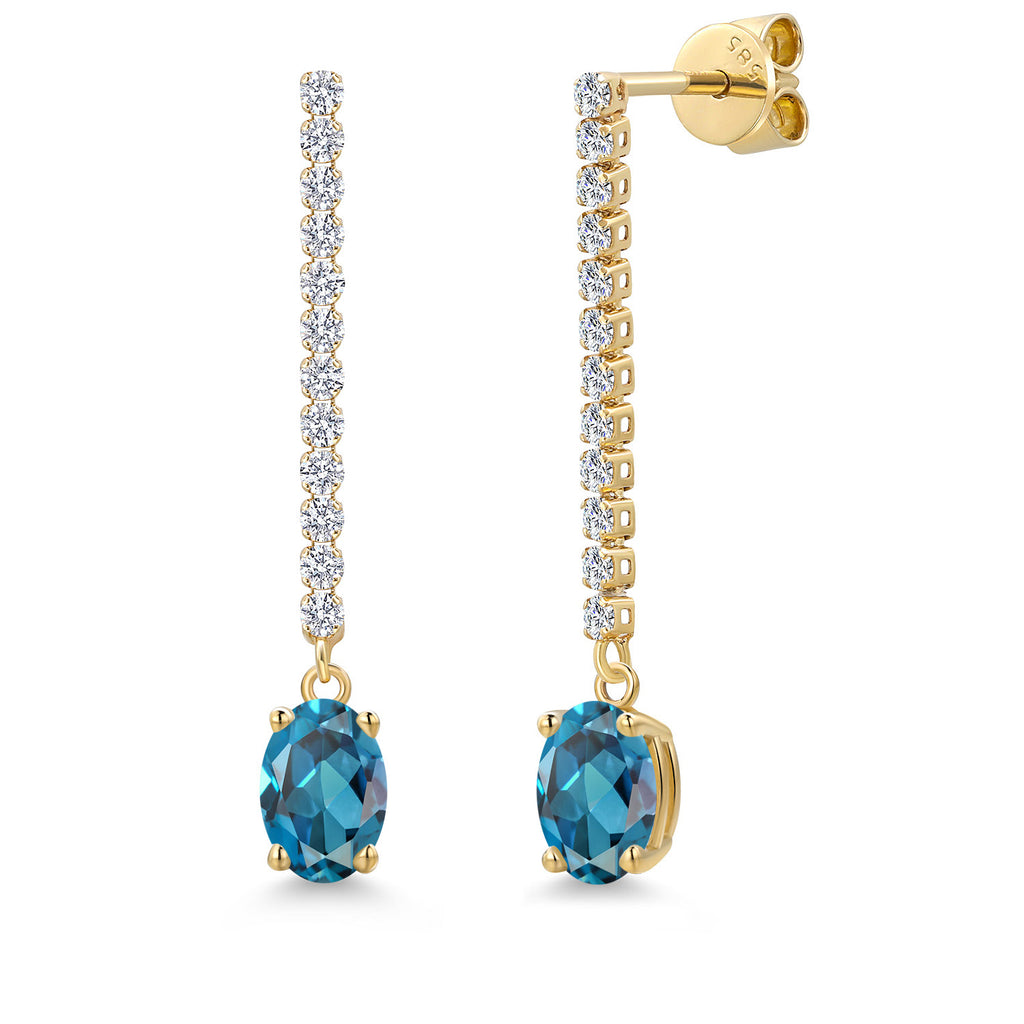 London Blue Topaz - November_Earrings in 14K Yellow Gold