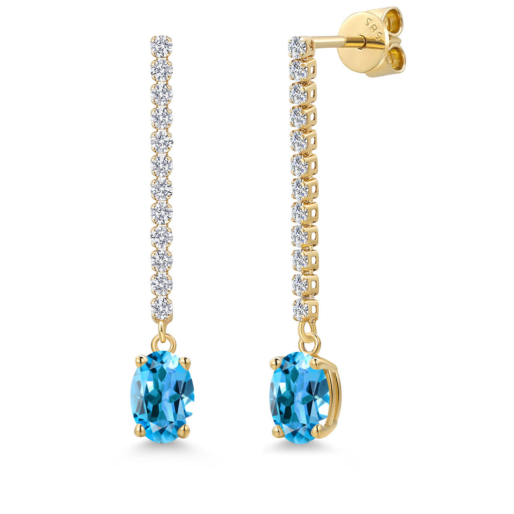 Swiss Blue Topaz - November_Earrings in 14K Yellow Gold