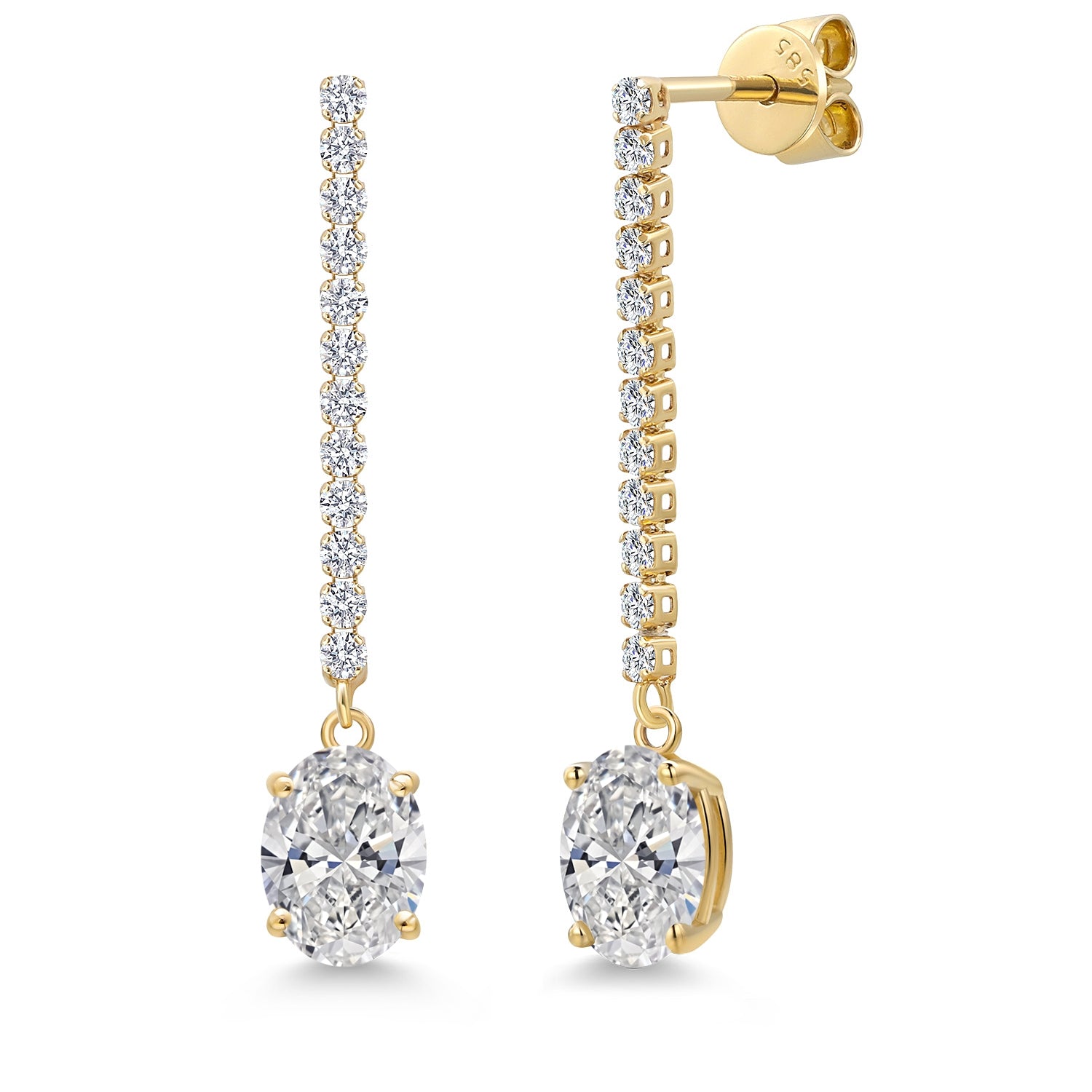 3.50 Cttw 14K Yellow Gold IGI Certified Lab Grown Diamond Dangle Earrings For Women | Each 1.5 Ct Round Diamond | F-G Color | VS1 Clarity