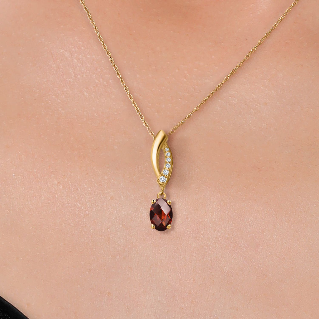Garnet and Lab Grown Diamond_Pendant in 14K Yellow Gold