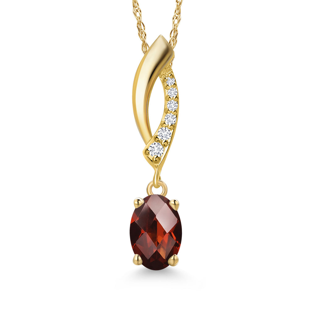 Garnet-Checkerboard - January_Pendant in 14K Yellow Gold
