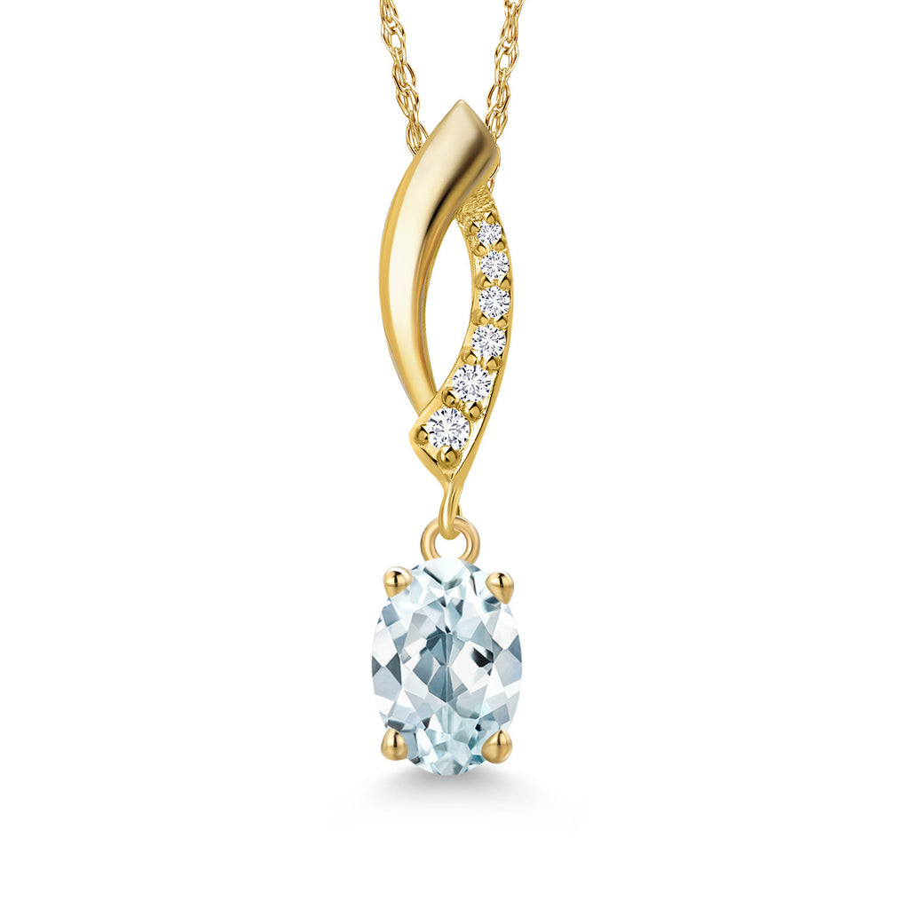 Aquamarine - March_Pendant in 14K Yellow Gold