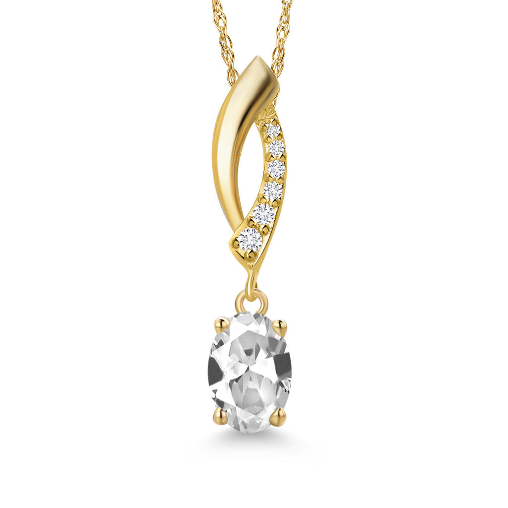 White Created Sapphire - September_Pendant in 14K Yellow Gold