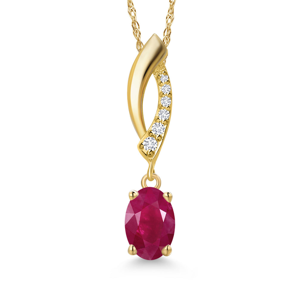 Ruby - July_Pendant in 14K Yellow Gold