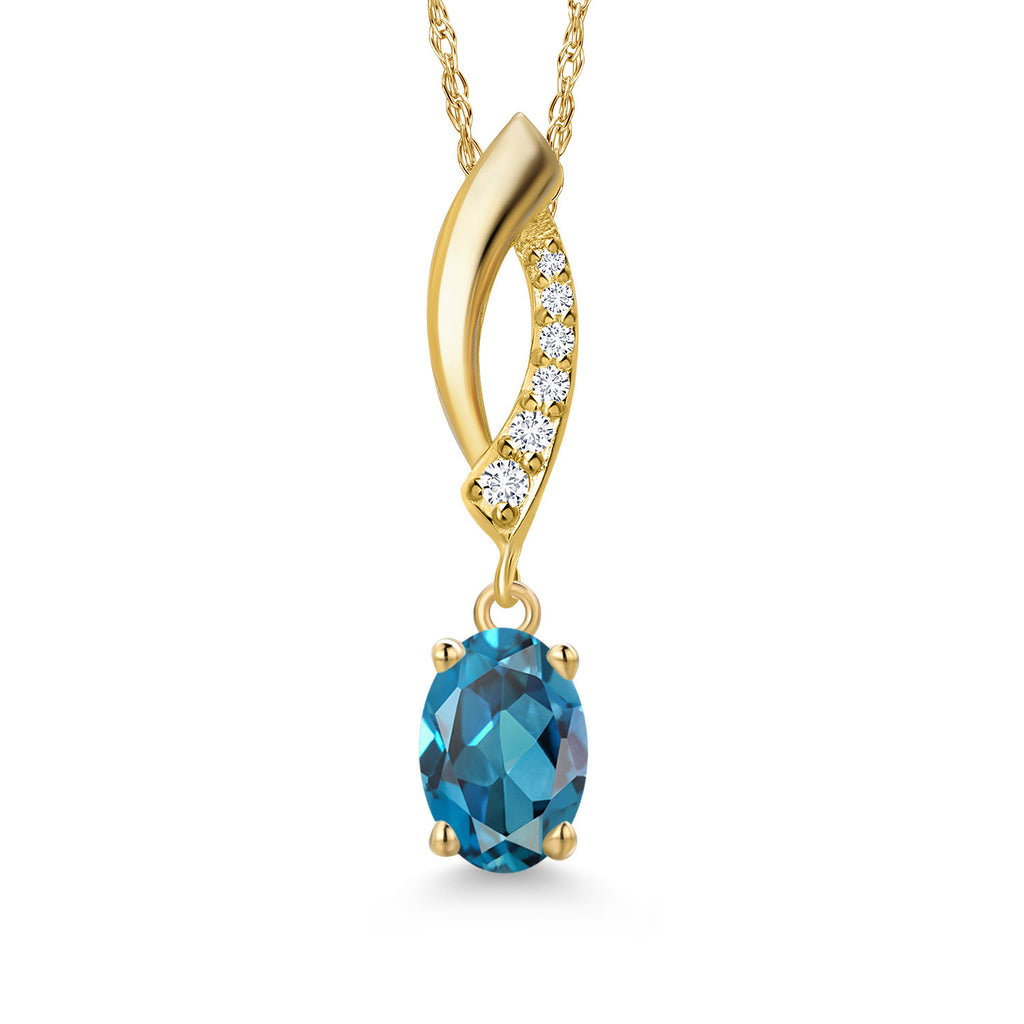 London Blue Topaz - November_Pendant in 14K Yellow Gold