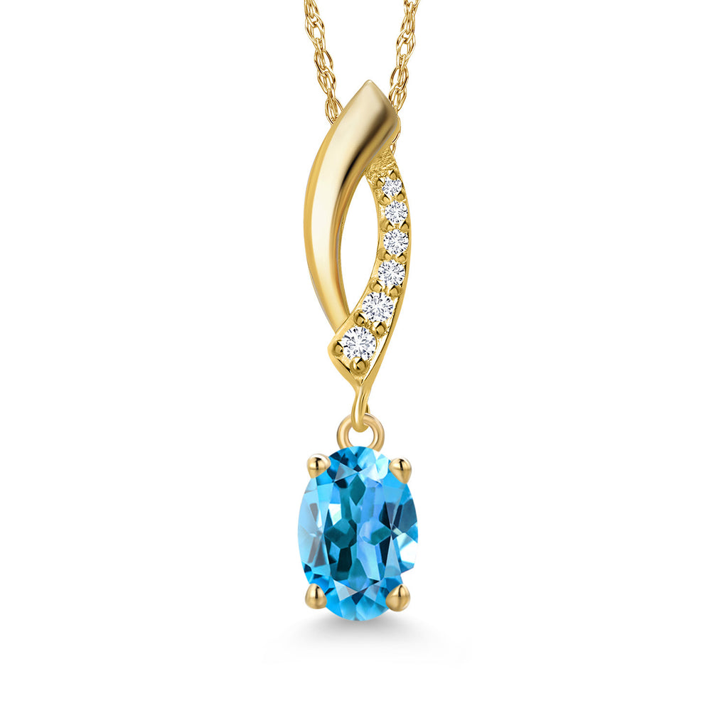 Swiss Blue Topaz - November_Pendant in 14K Yellow Gold