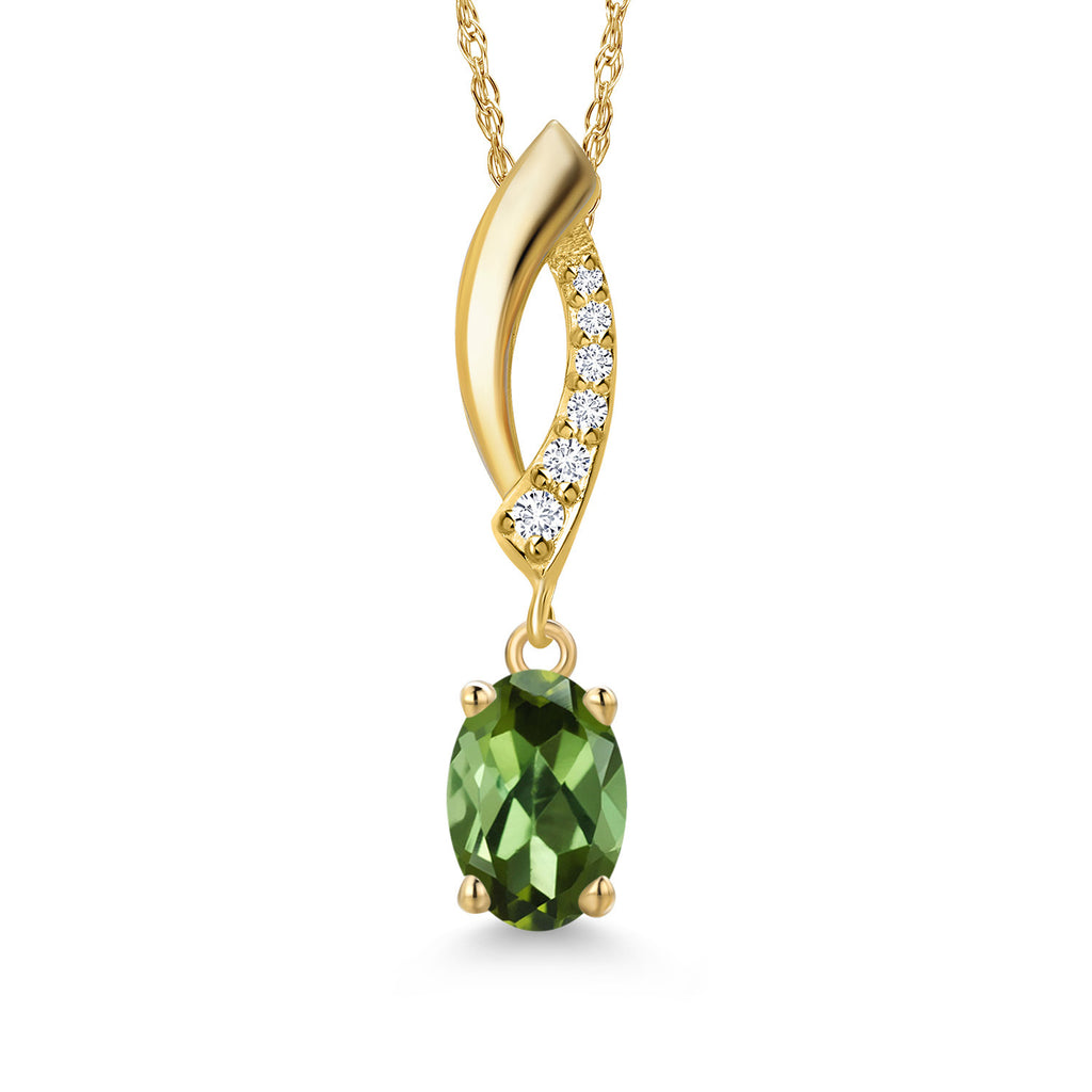Green Tourmaline - October_Pendant in 14K Yellow Gold